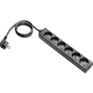 Schuko-Verteiler 6-fach, schwarz 3G1,5  1,4m Länge  | 1€ Miete / Einsatz-Tag