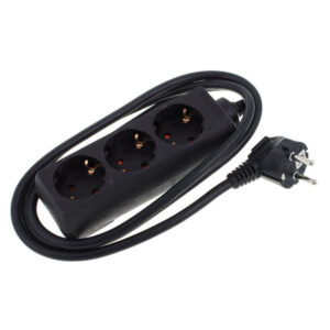 Schuko-Verteiler 3-fach, schwarz 3G1,5  1,4m Länge  | 0,50€ Miete / Einsatz-Tag