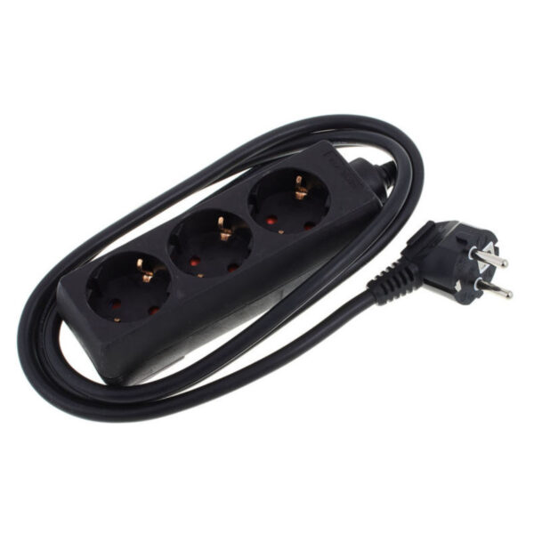 Schuko-Verteiler 3-fach, schwarz 3G1,5  1,4m Länge  | 0,50€ Miete / Einsatz-Tag